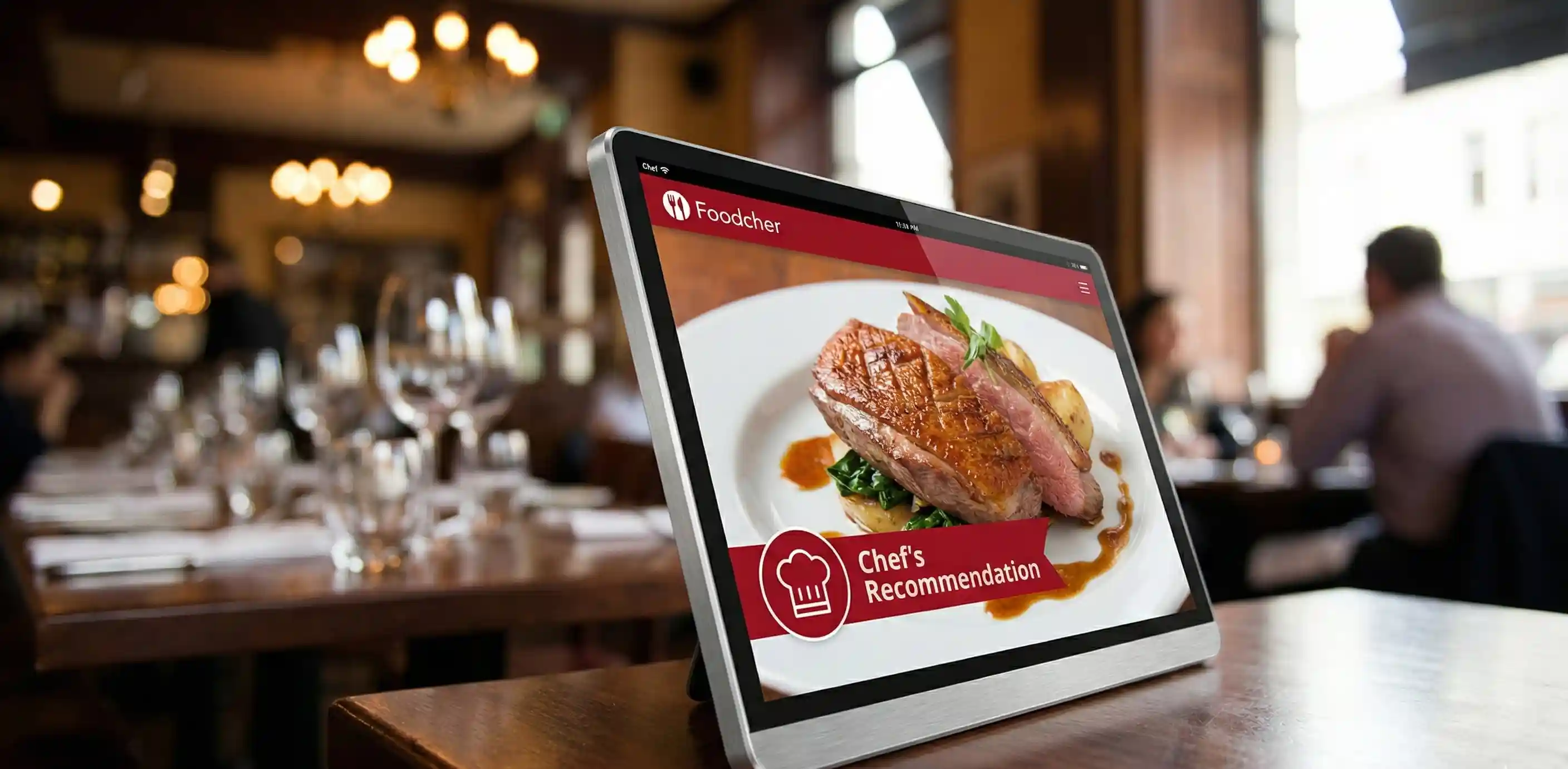 Digital tablet menu in a modern restaurant